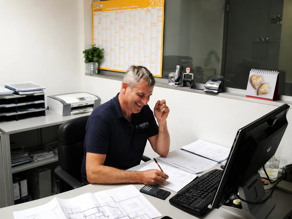 Gerhard Schnegg bei der Projektplanung in der Schlosserei Optimetall Imst